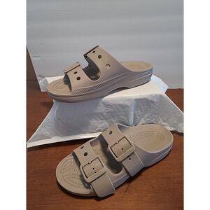 Crocs Brooklyn Two Buckle Low Wedge Khaki SIZE 9